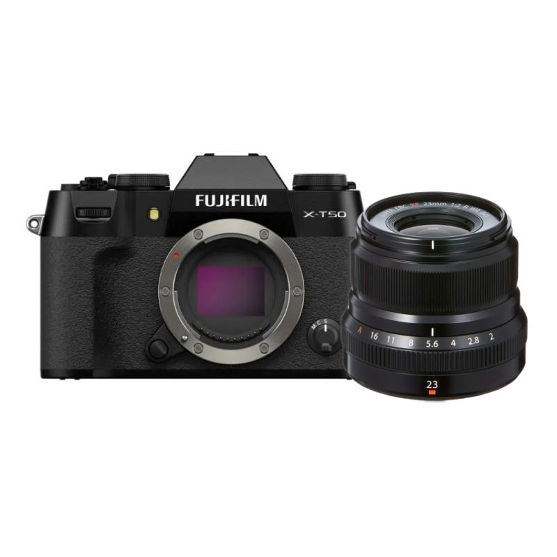 Fujifilm X-T50 noir + XF 23mm F2 R WR noir - Accueil - Concept Store Photo