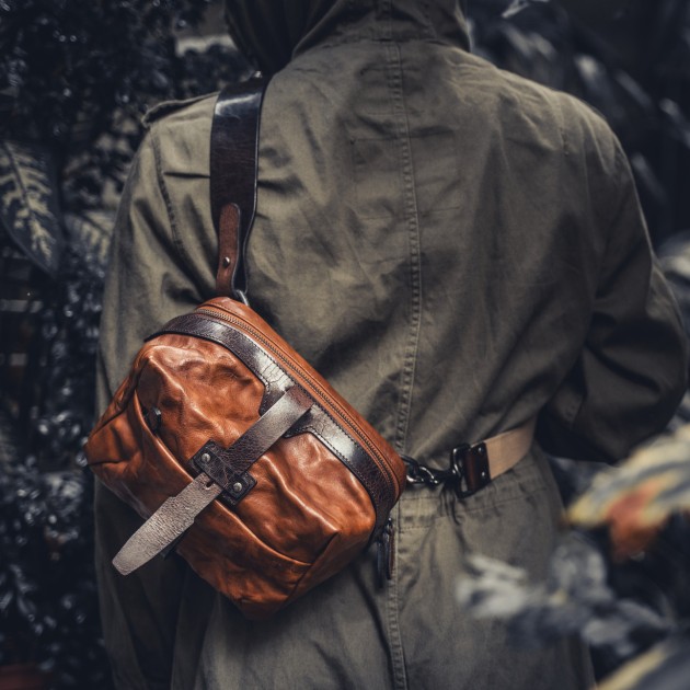 Sac photo bandoulière Wotancraft Mini Rider Brown Leather
