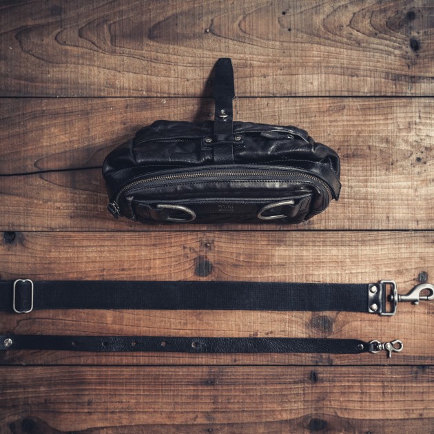 Sac photo bandoulière Wotancraft Mini Rider Black Leather