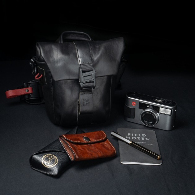 Sac photo bandoulière Wotancraft Pilot 2L Black Leather