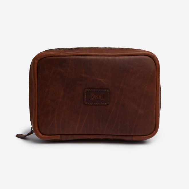 Ona Tech Kit cuir Antique Cognac, trousse d'organisation