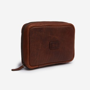 Ona Tech Kit cuir Antique Cognac, trousse d'organisation