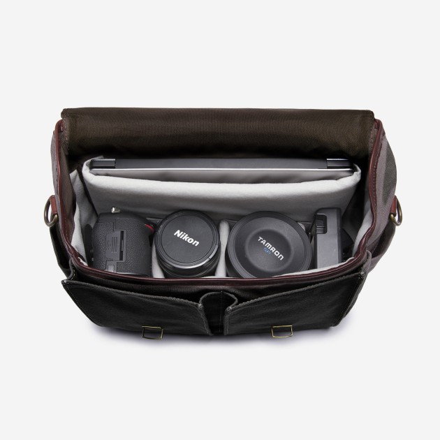 Ona Brixton toile cirée Noire, sac photo messenger
