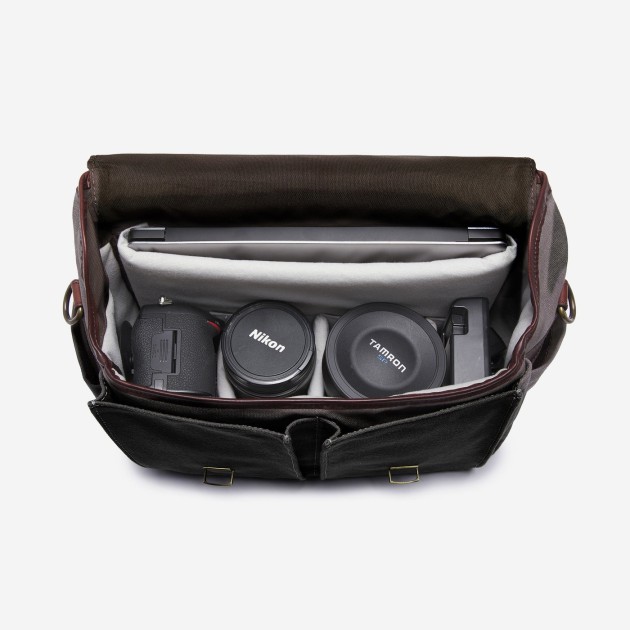 Ona Brixton toile cirée Noire, sac photo messenger
