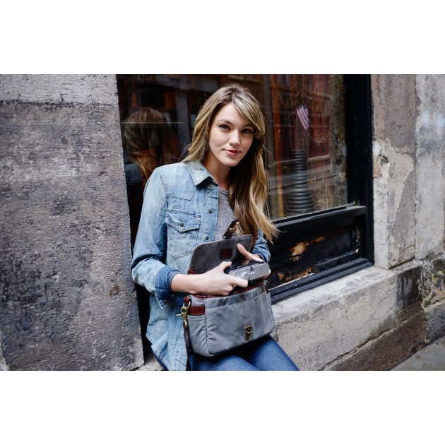 Ona Bowery toile cirée Smoke, sac photo bandoulière