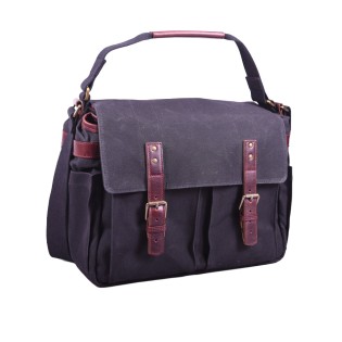 Ona Astoria toile cirée Noire, grand sac photo messenger