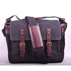Ona Astoria toile cirée Noire, grand sac photo messenger