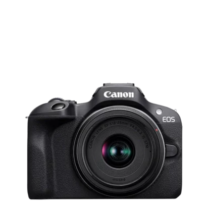 appareil photo Canon EOS R100 avec objectif RF-S 18-45mm, vue de face